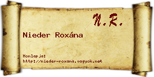 Nieder Roxána névjegykártya